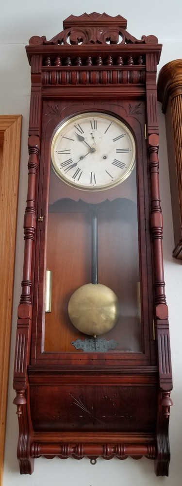 Ansonia Nice "Santa Fe" Weights Driven Regulator Wall Clock 8-Day Timepiece