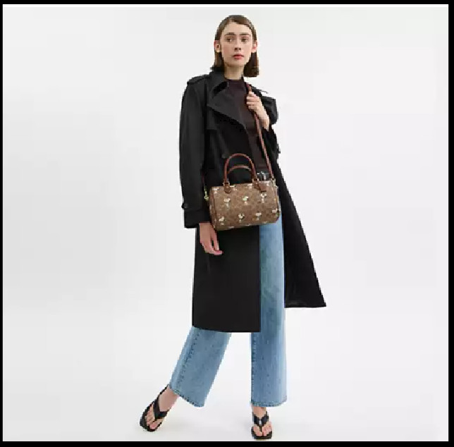 COACH CBM33 Rowan Satchel Bag Peanuts Snoopy Signature Coated Canvas Outlet New