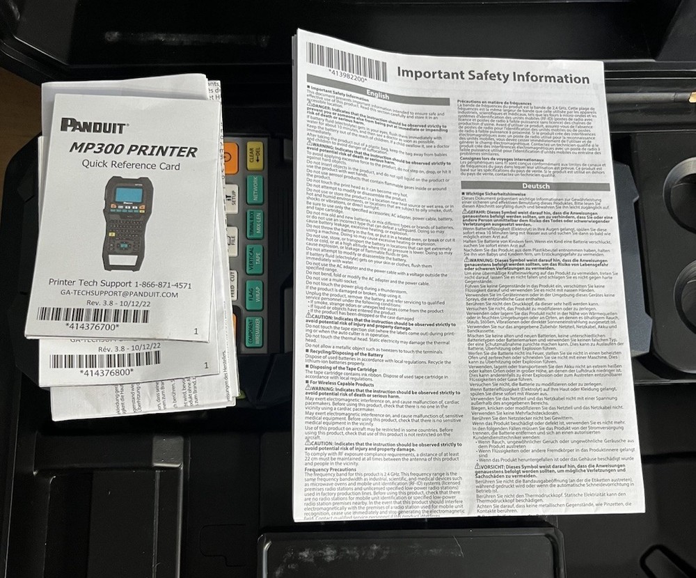 Panduit MP300 Portable Label Printer 360 DPI Thermal Transfer
