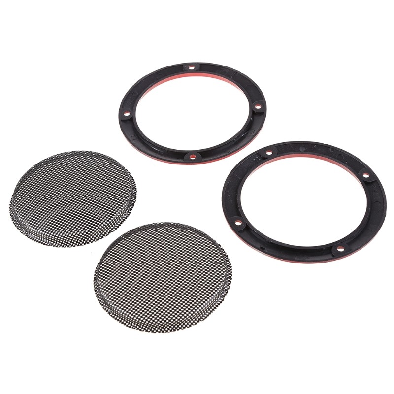 2 Pcs Red 3" Speaker Decorative Circle with Black Protective Grille Mesh Prot