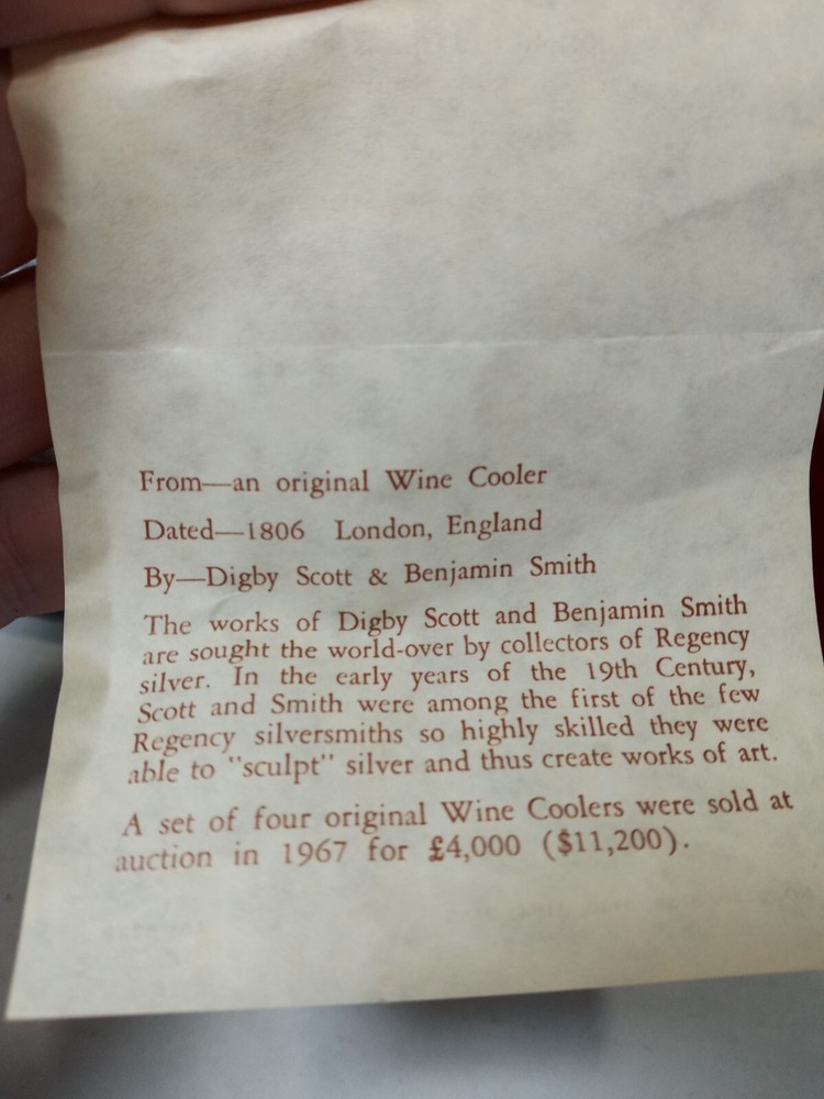 1806 original wine cooler 4pc set reproduction set Regency silver in box