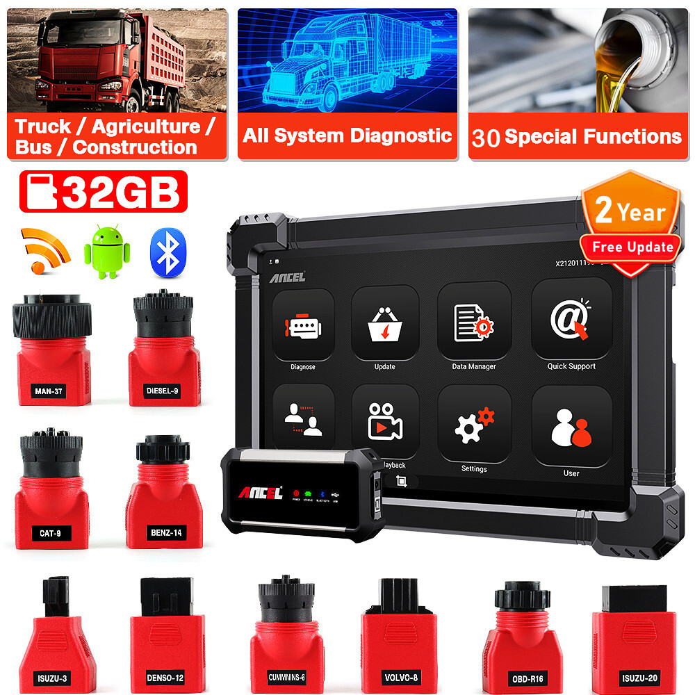 Diesel Scanner Full System OBD2 Diagnostic Tool DPF Regen ECU Coding Programming