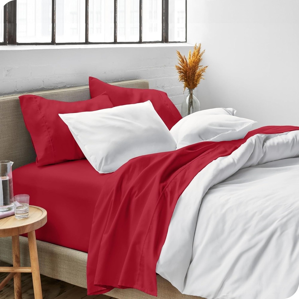 Deep Pocket Queen Bed Sheets - 1800 Thread Count Microfiber - Luxurious Red