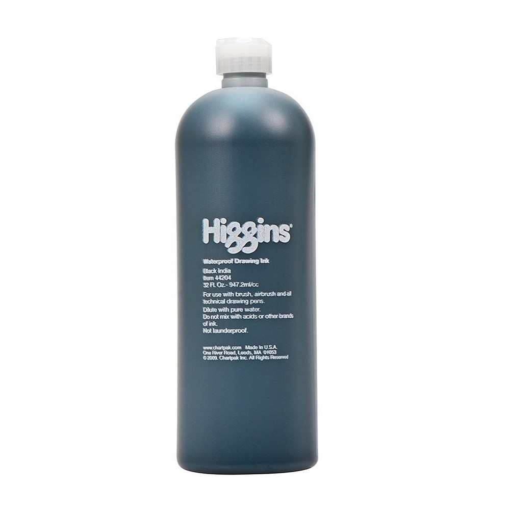 Higgins Black India Pigment-Based Waterproof Drawing Ink Quart