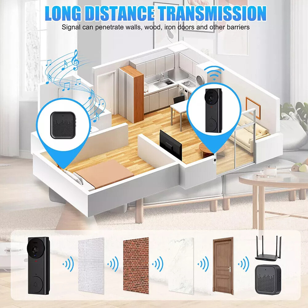 Smart Wifi Ring Doorbell Security Intercom Night Vision Video Camera Door Bell