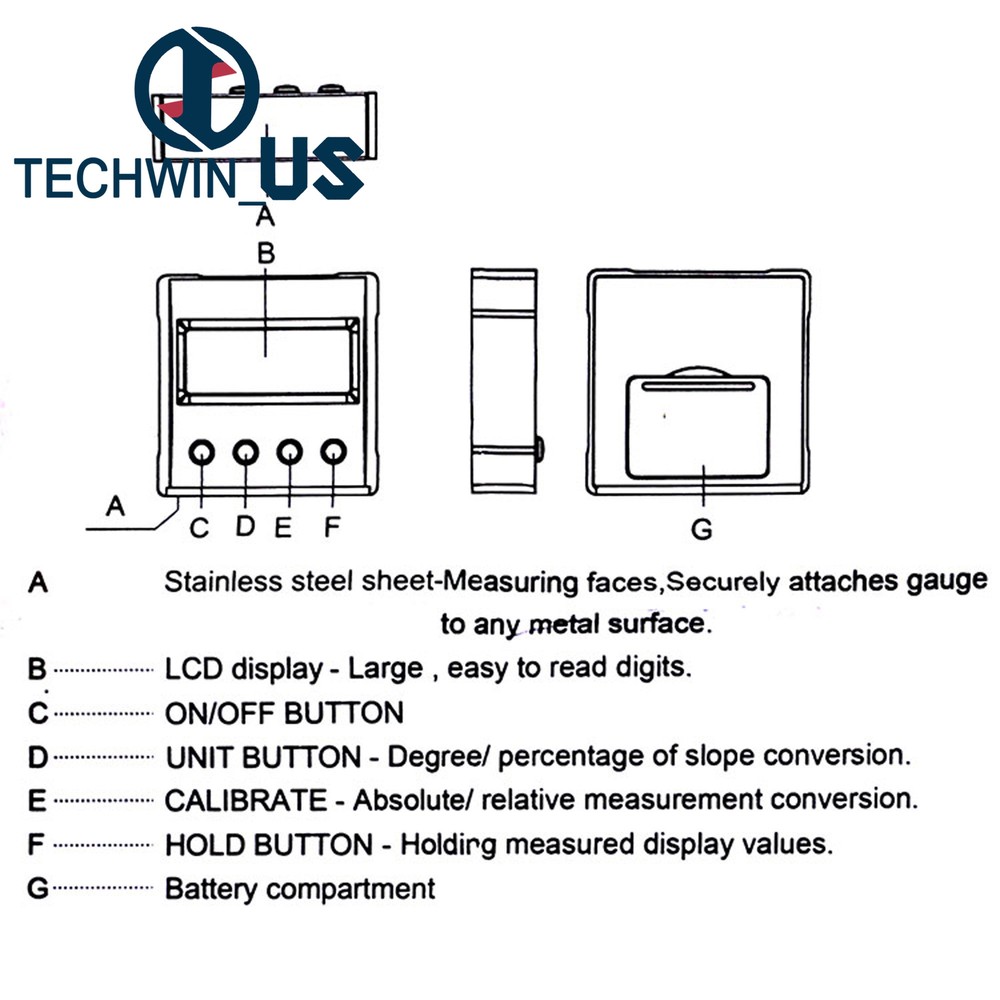 360 Degree Digital Inclinometer Protractor Electronic Level Box Magnetic Base