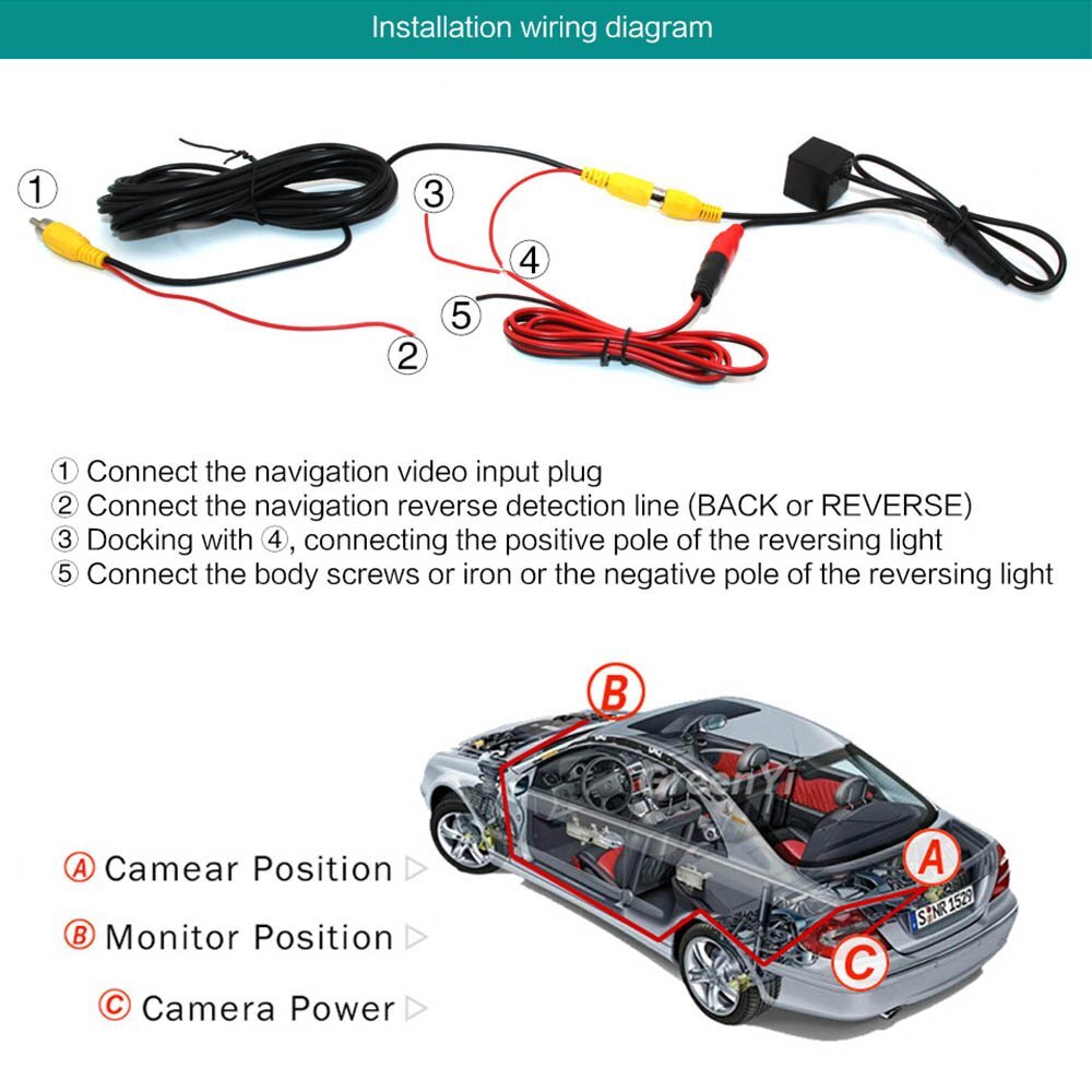 180º Car Rear View Backup Camera Reverse Parking Waterproof CMOS Night Vision