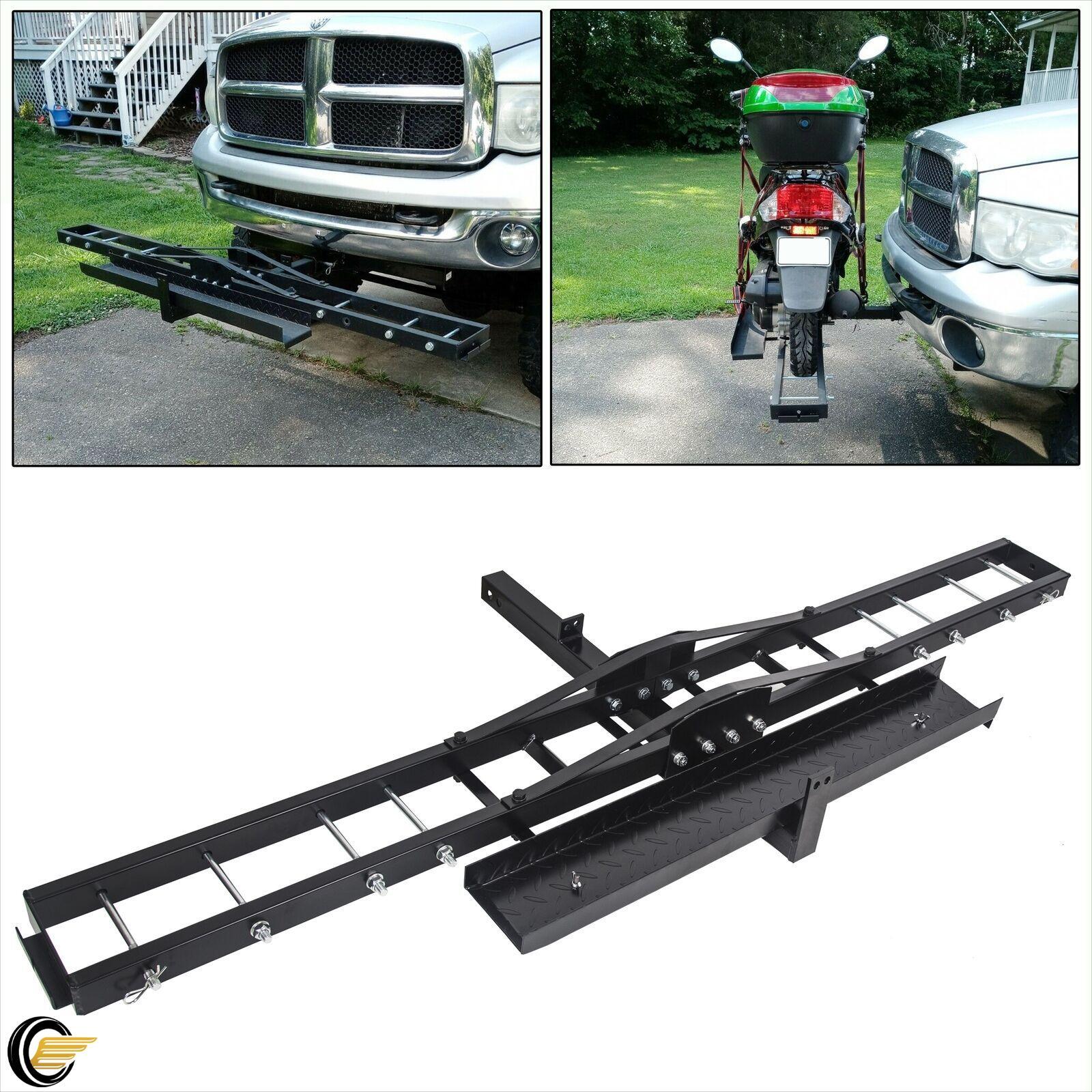 Steel Motorcycle Scooter Dirt Bike Carrier Hauler Hitch Mount Bike Rack Ramp