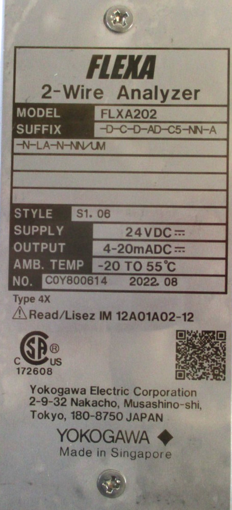 YOKOGAWA , FLEXA202 , 2-WIRE ANALYZER , w/ SST MOUNTING HARDWARE , SURPLUS