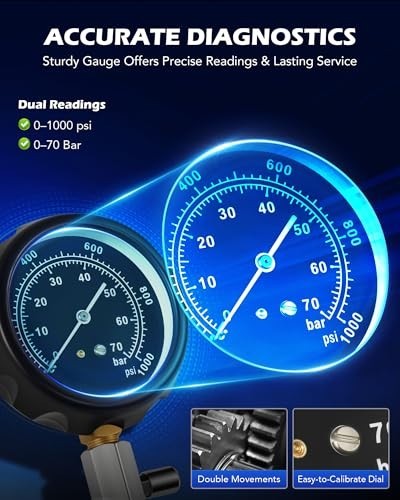 Diesel Engine Compression Tester Kit - 18pc Adjustable Pressure Gauge & Adapters