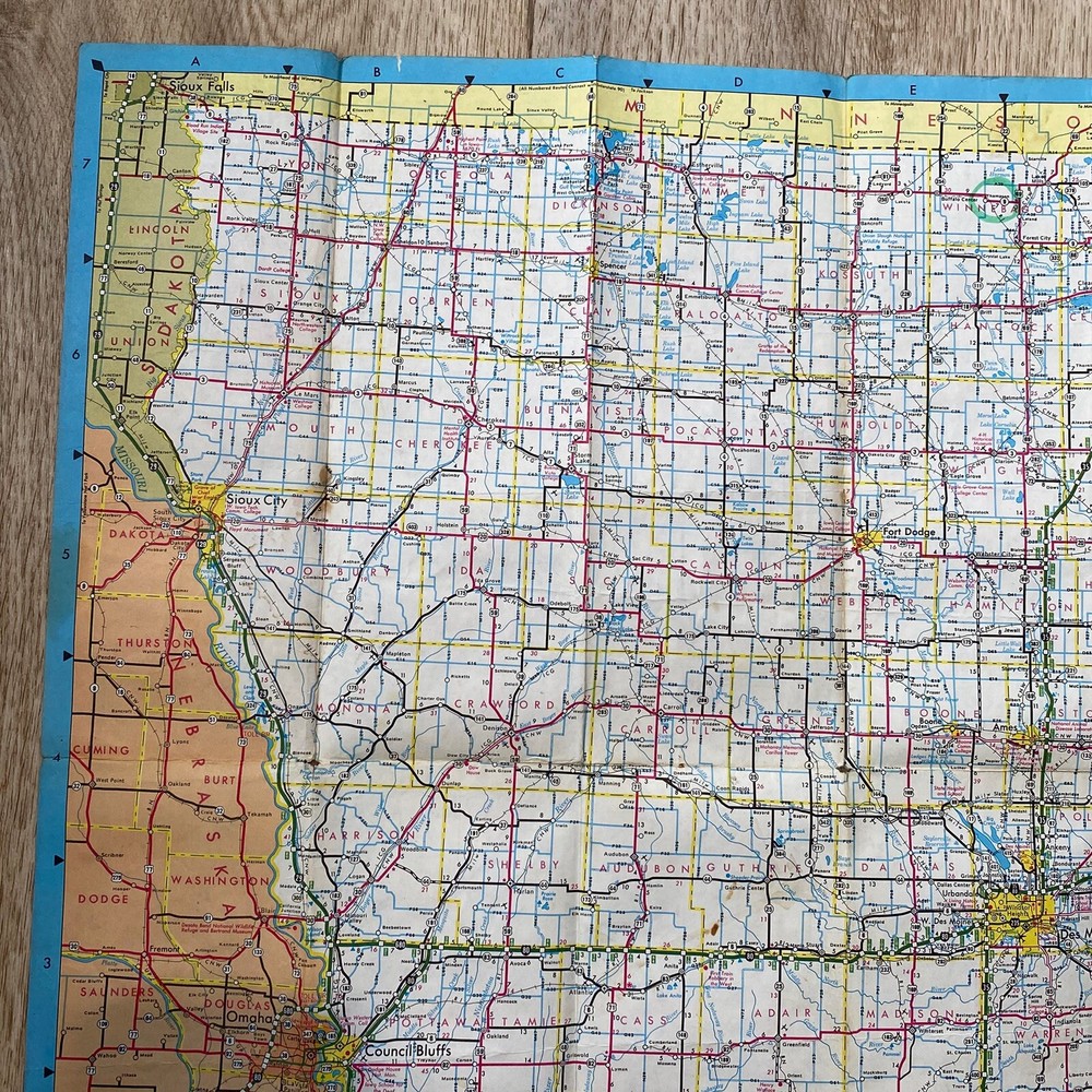 1977 Iowa State Transportation Map Highway Road Map