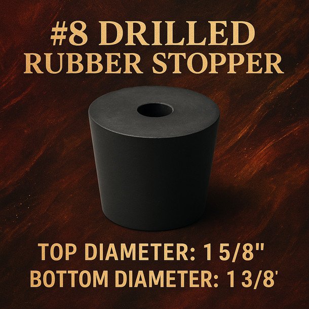 LD Carlson No. 8 Drilled Rubber Stopper
