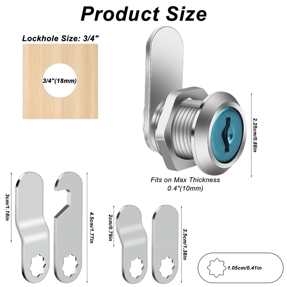 2 PCS Mailbox Locks, Mailbox Lock 16 mm, Comes with 4 Different Lock Plates, Sec