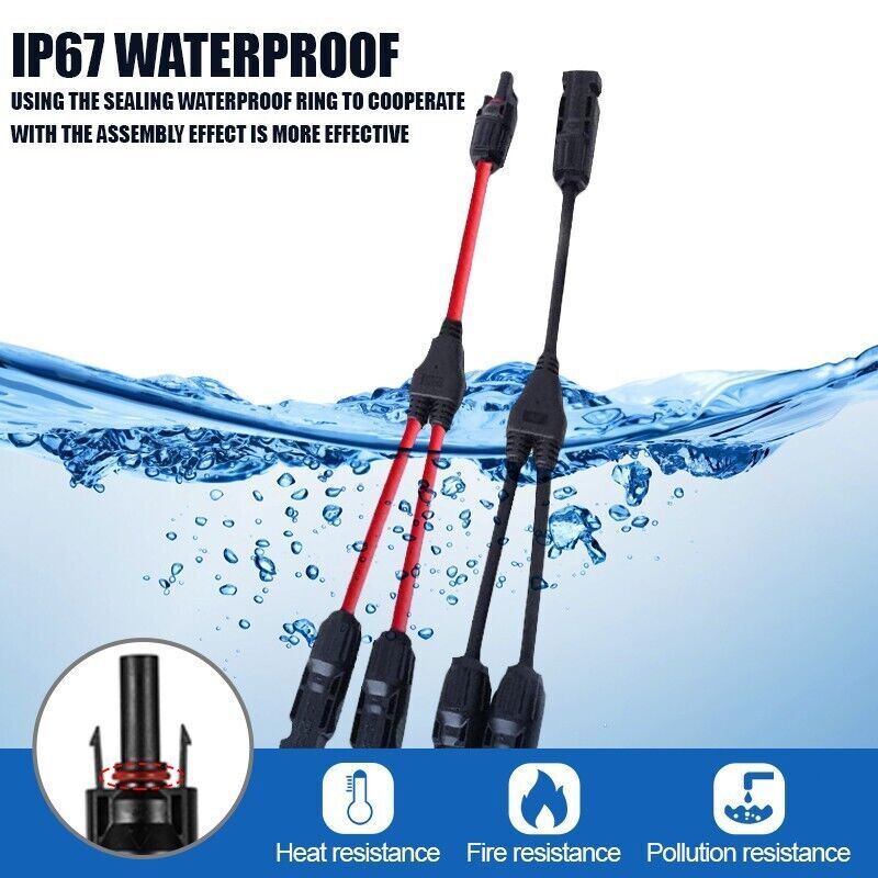 Solar Panel Y Branch Cable Connection Waterproof Adapter Connector Extension
