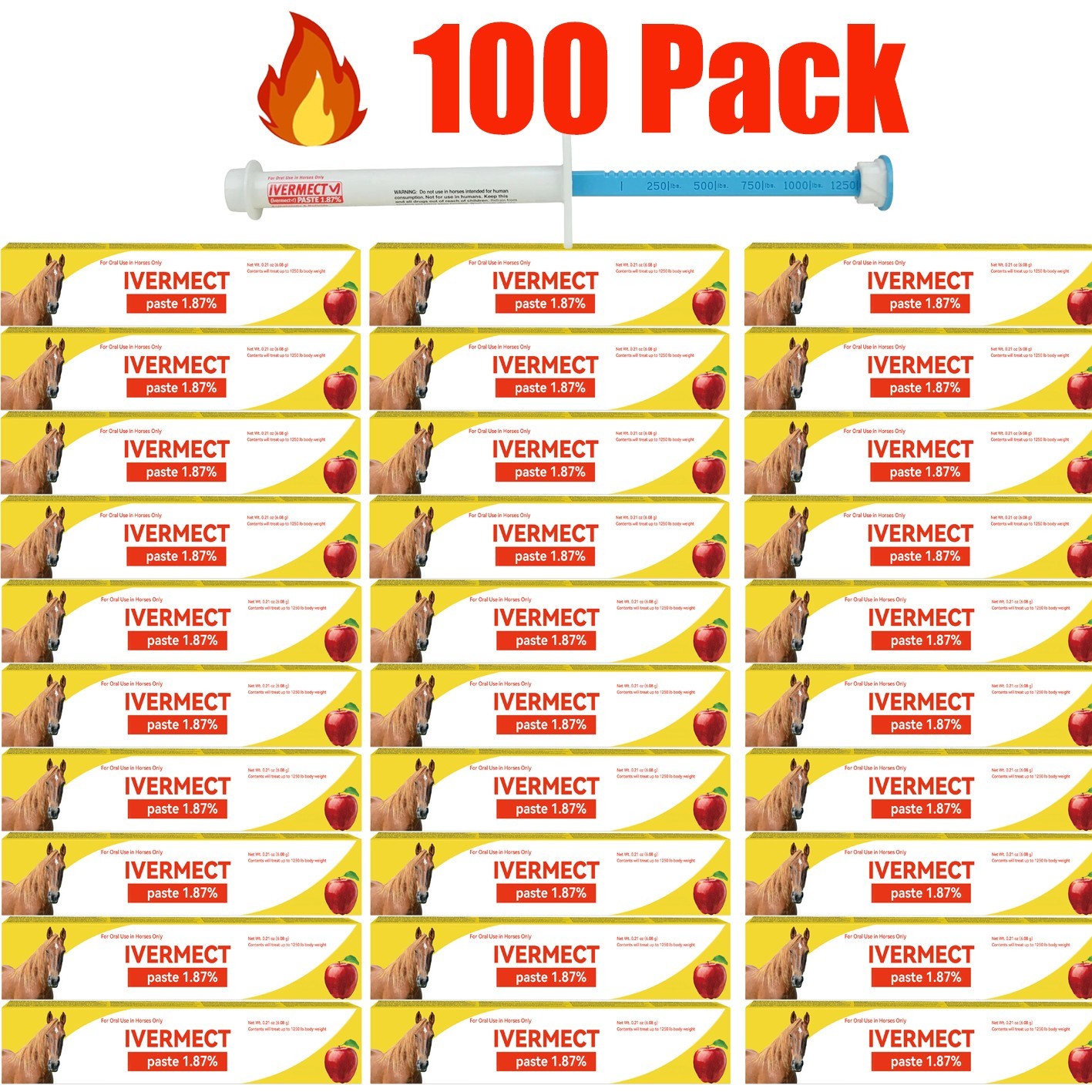 100 Pack In Box Paste Horse Dewormer Apple Flavor wormer Friendly design
