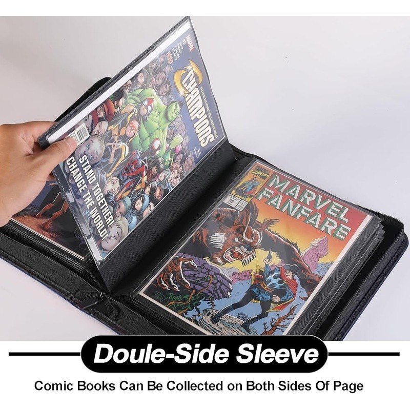 Comic Binder Storage Display 24 Comics Side-Loading Pockets Organization New