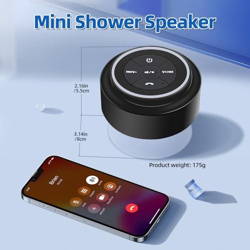 Mini Bluetooth Shower Speaker with Suction Cup, Wireless Shower Speaker