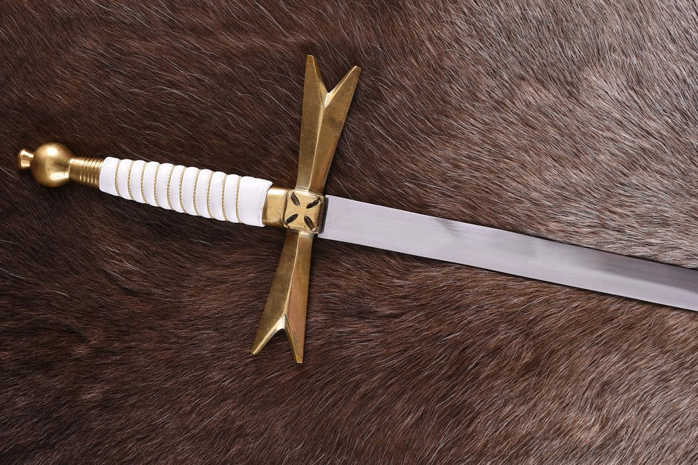 White Masonic Sword with Horn Handle and Sheath