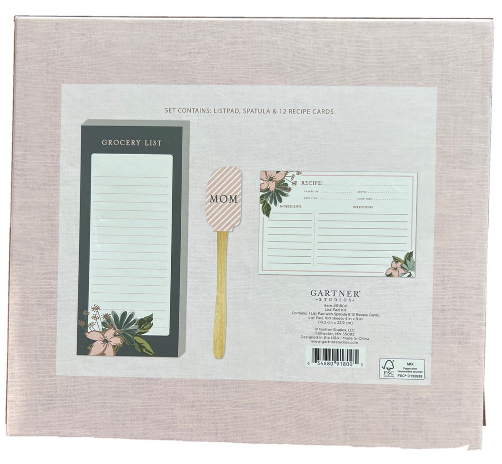 Gartner Studios List Pad, Spatula And Recipe Card Kit