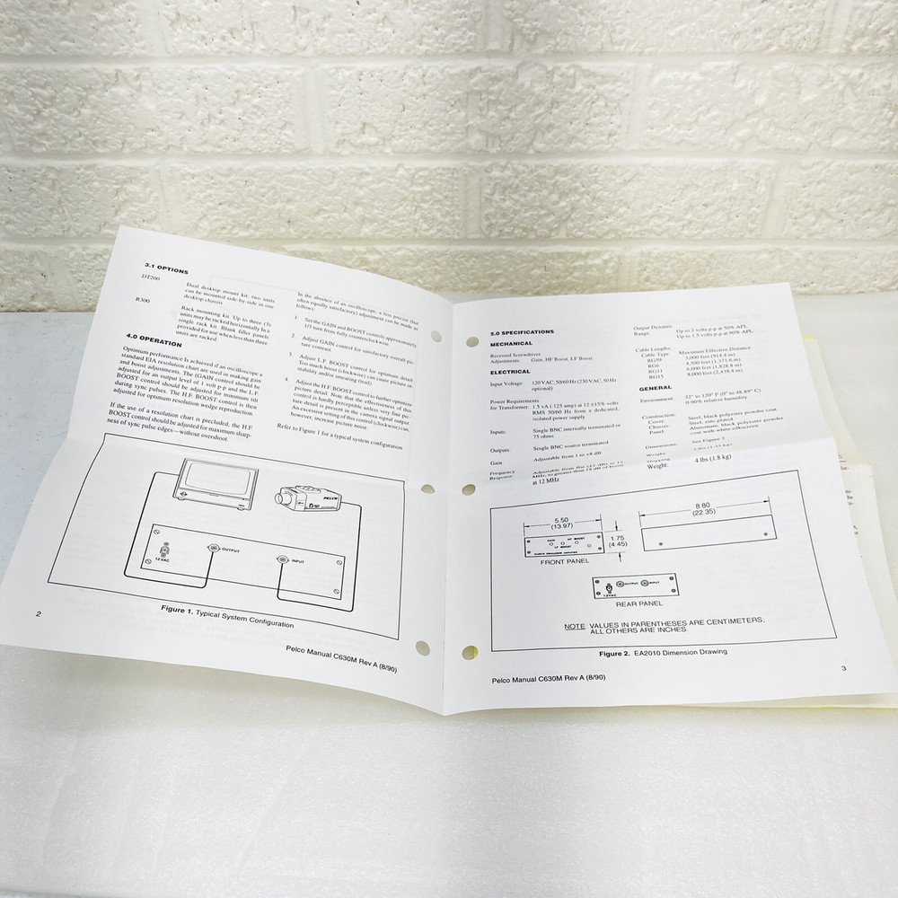 Pelco EA2010 Video Equalizing Amplifier Amp Installation Operation Manual •VGUC‼