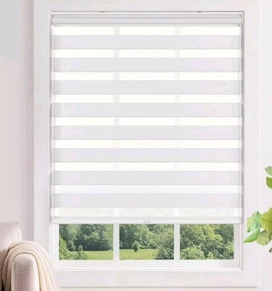 Cordless Zebra Roller Blinds 31"W×48"H White