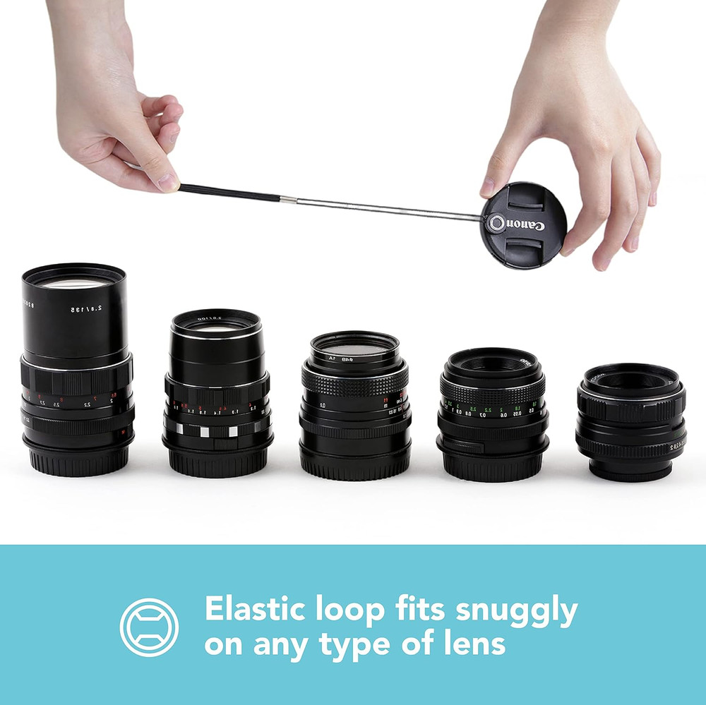 Camera Lens Cap Leash with Elastic String, Compatible with Universal DSLR SLR Ev
