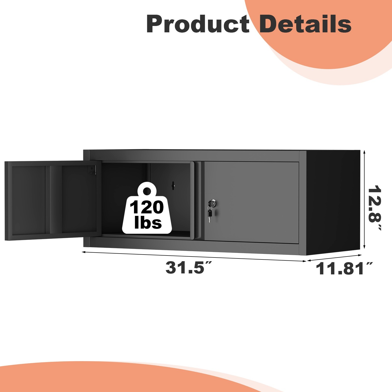 Metal Locking Cabinet, Garage Wall Cabinet, Steel Storage with Doors and Shelves