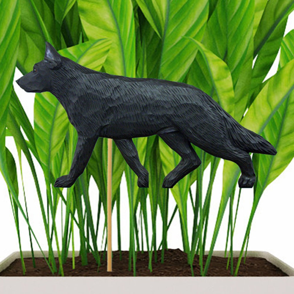 German Shepherd Planter Pick Stake Black