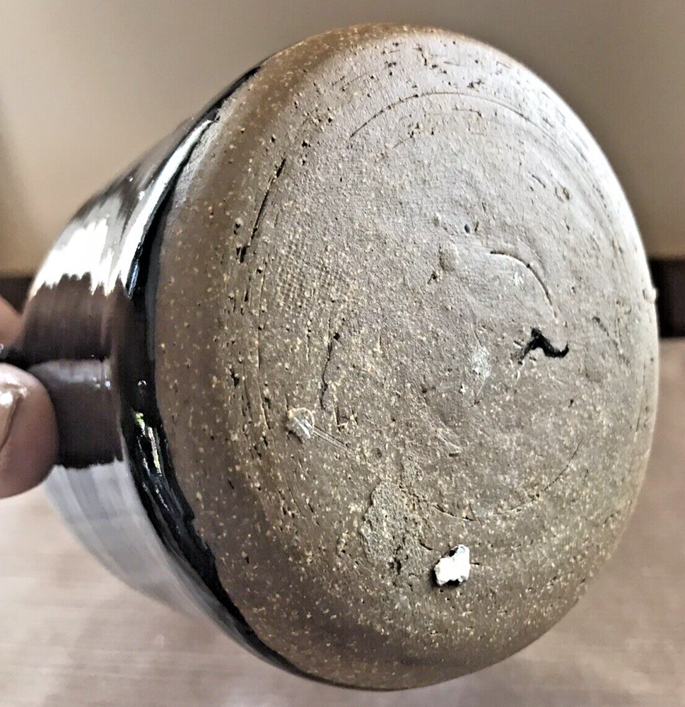 Handcrafted Studio Pottery Small Black Pitcher Unique Spout 6.75"