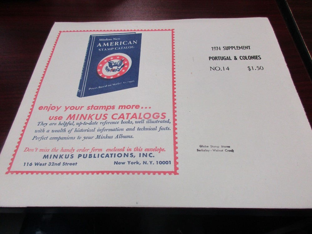 "MINKUS"  1974  SUPPLEMENT  PORTUGAL & COLONIES  W/FREE SHIPPING!!!