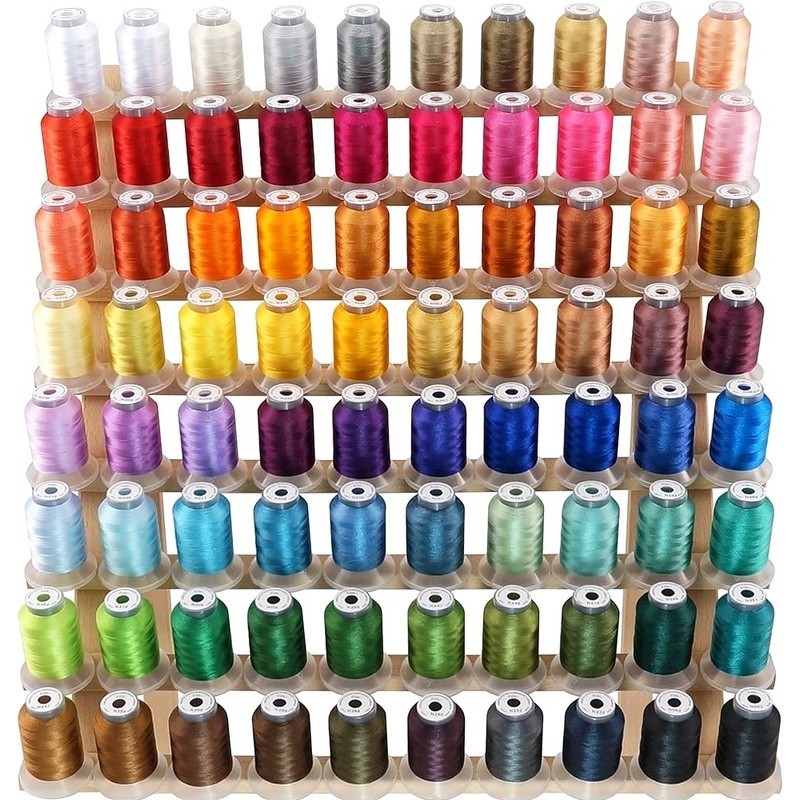 78 Assorted Polyester Embroidery Thread Spools 40WT 500M Strong Color Fastness