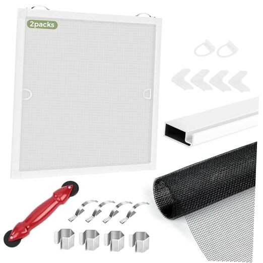 -Pack Window Screen Frame Kit, Heavy-Duty DIY Window Screen 48" x 60" 2