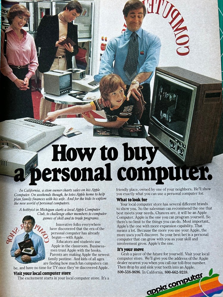 Collectible 1979 Apple computer system original published color ad B050