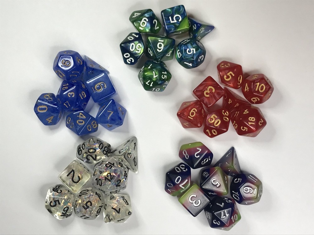 dice lot 5 beautiful polyhedral sets, gaming dice