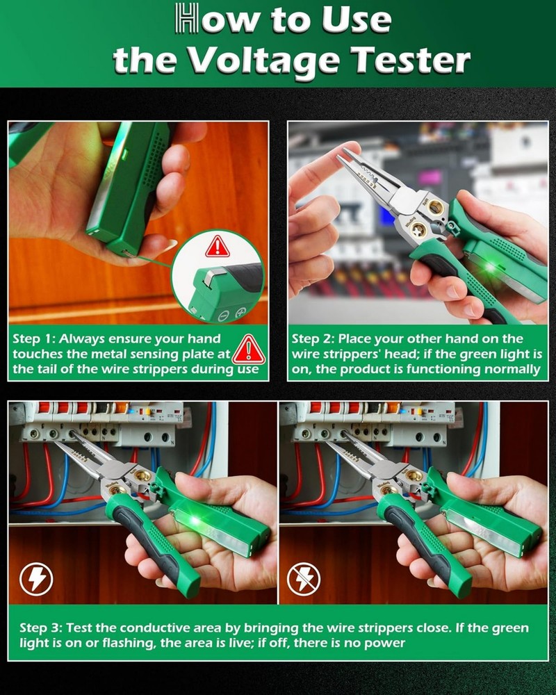 Voltage Detector Wire Stripper 1.5-2.5mm² Insulation Cutting Pliers Portable