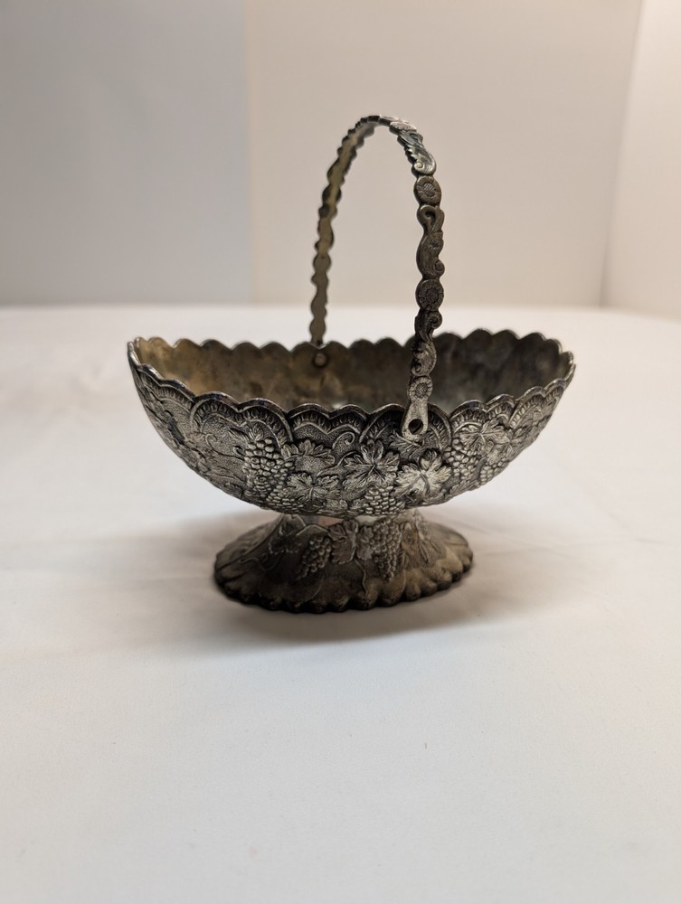 Vintage Daruma Silver Plated Basket/ Bowl/ Candy Dish, Made In Japan