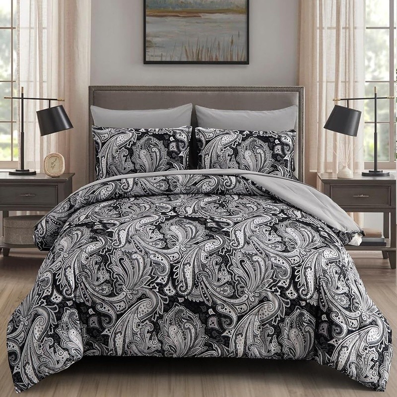 Boho Paisley Comforter Set 7 Piece Soft Microfiber Bedding Elegant Design New