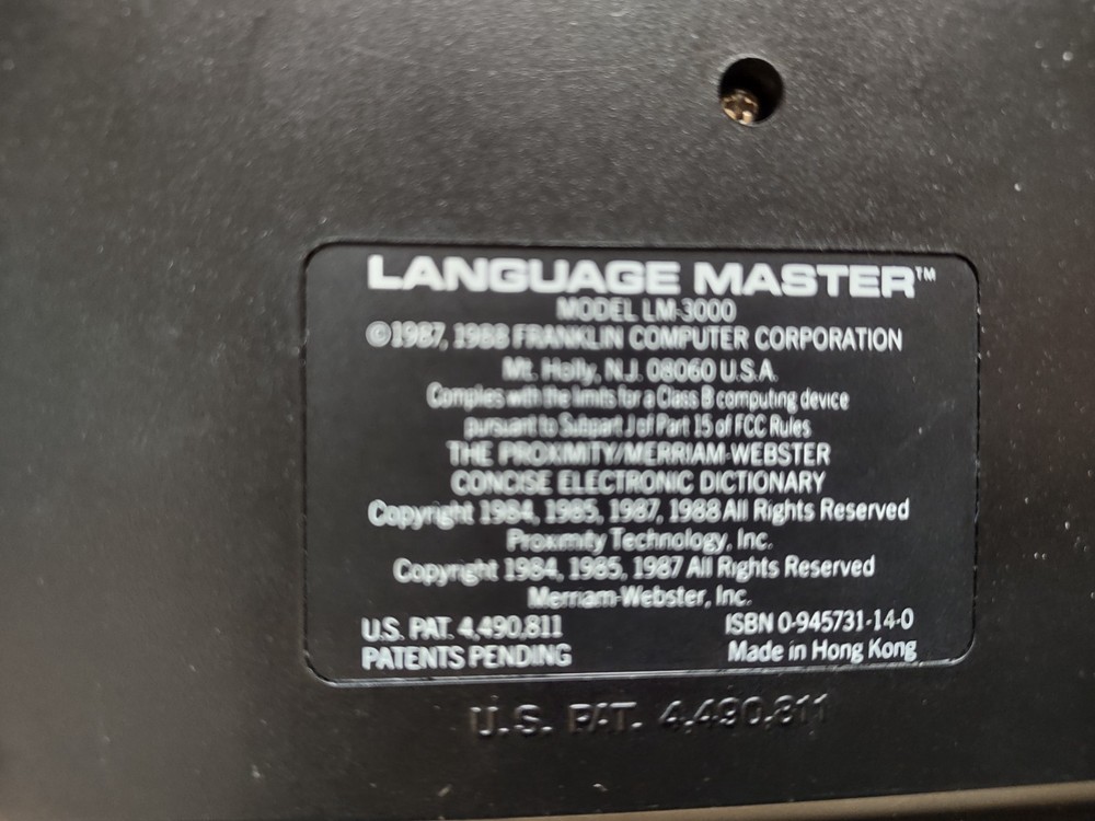 Franklin Computer Language Master LM3000 Dictionary Thesaurus Works Tested Works