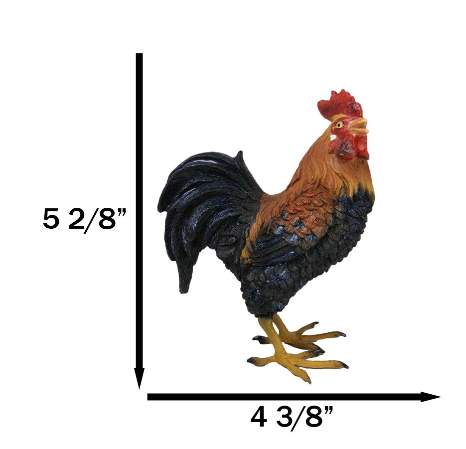 Rustic Western Proud Country Farm Colorful Chicken Rooster Figurine 5.25" Tall