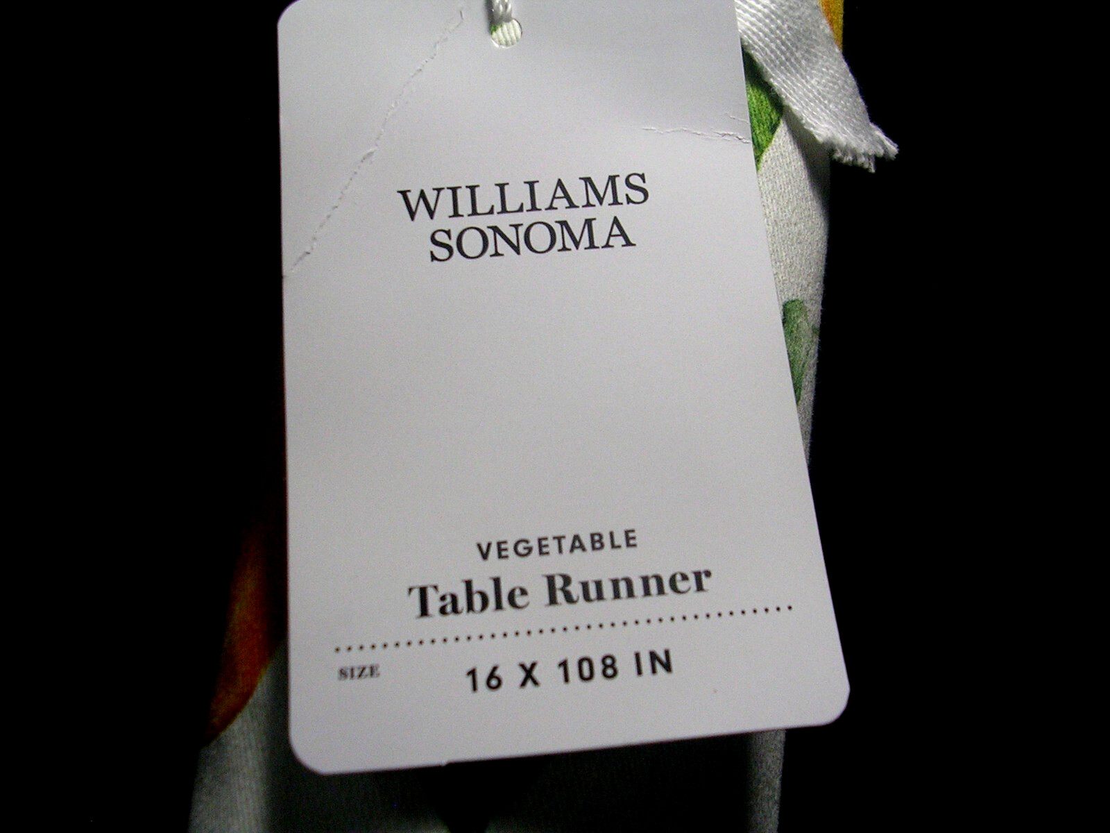 WILLIAMS SONOMA VEGETABLE TABLE RUNNER TWILL WEAVE COTTON 16X108 REVERSIBLE NWTG