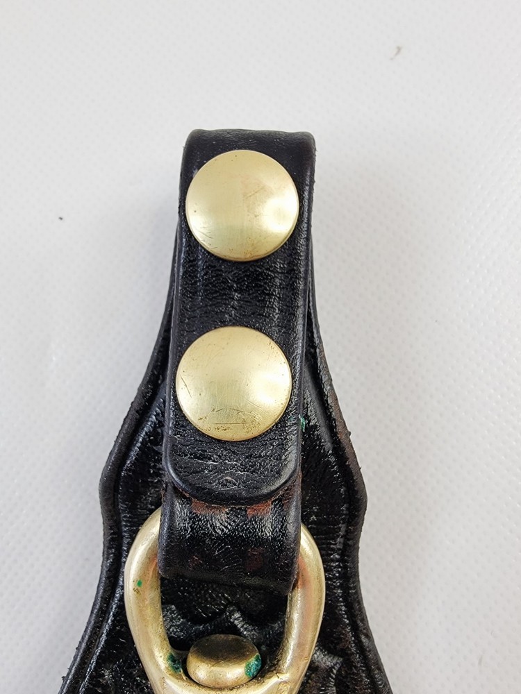 7" Brown Basketweave Leather Scabbard Key Ringw/ Brass Hook 2" Double Snap