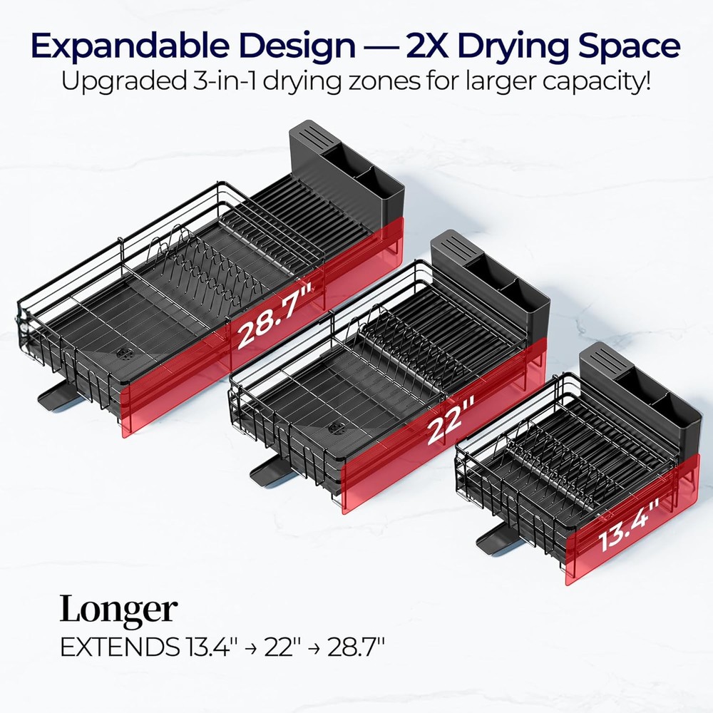 Large Dish Drying Rack Expandable Dish Rack Kitchen Counter Upgraded Dish