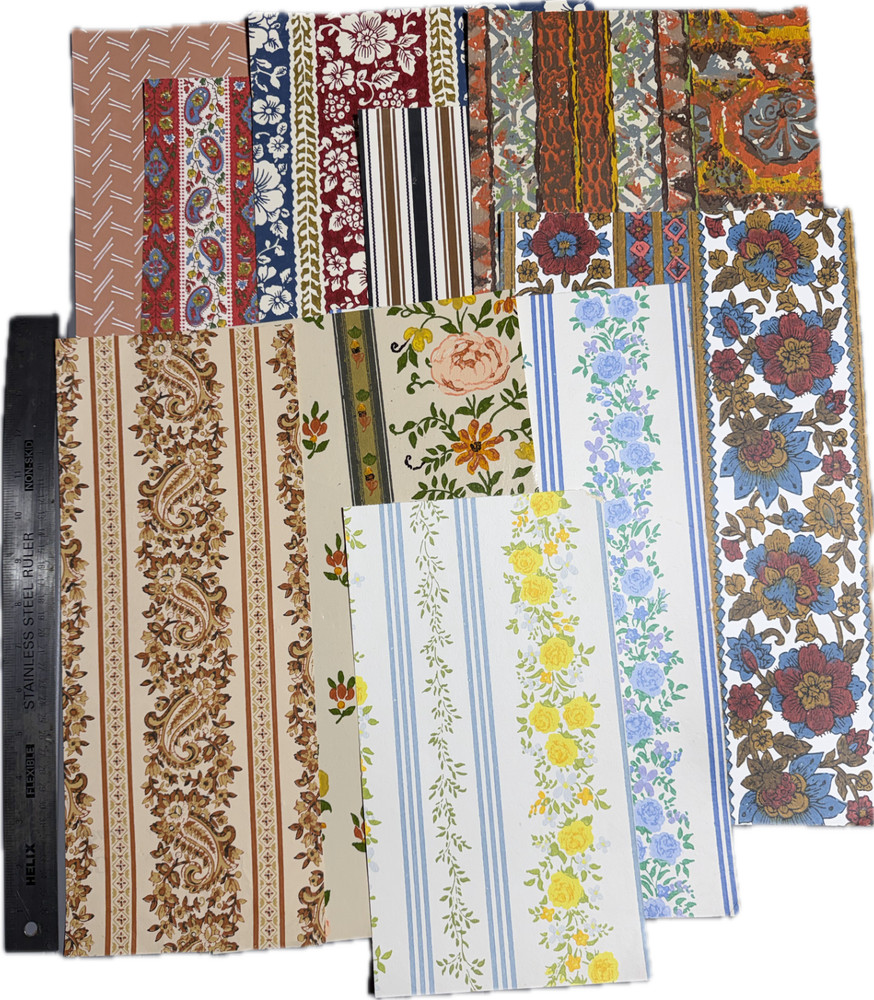 10 Assorted Vintage c1970s Wallpaper Samples / Remnants Retro. Set 2.