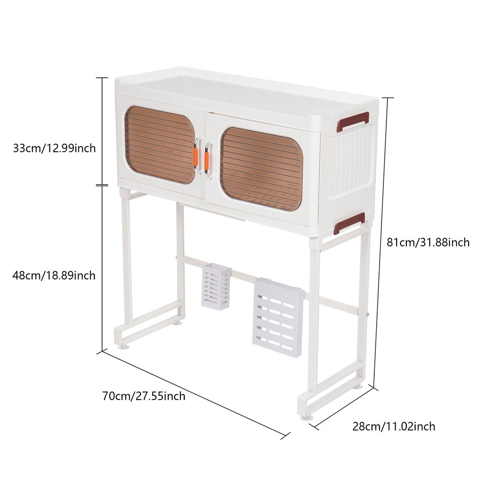 1 Layer Standing Kitchen Shelf Kitchen Cabinet Standing Storage Shelf White