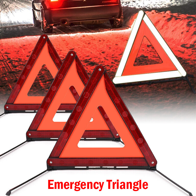 Car Emergency Warning Triangle DOT Approved Reflective Safety Roadside Sign Kit
