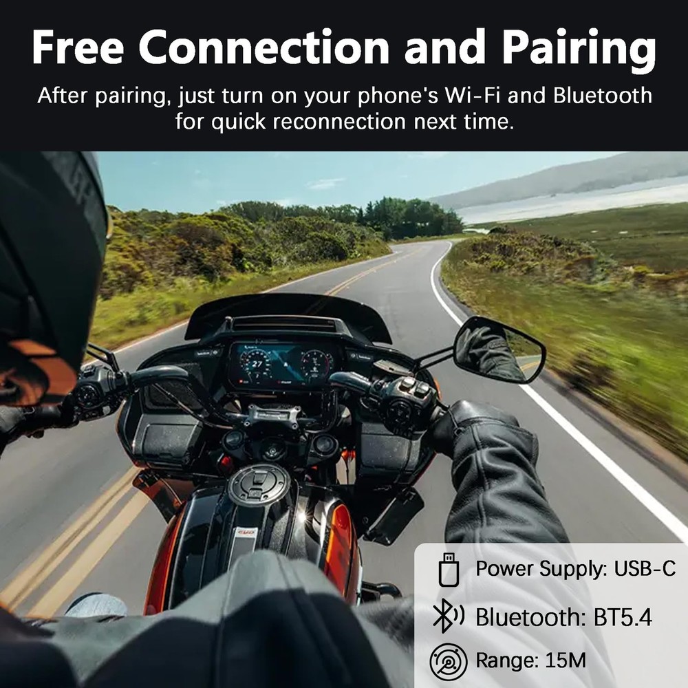 COPMERT Motorcycle Wireless CarPlay Bluetooth Adapter Compatible with Silvery