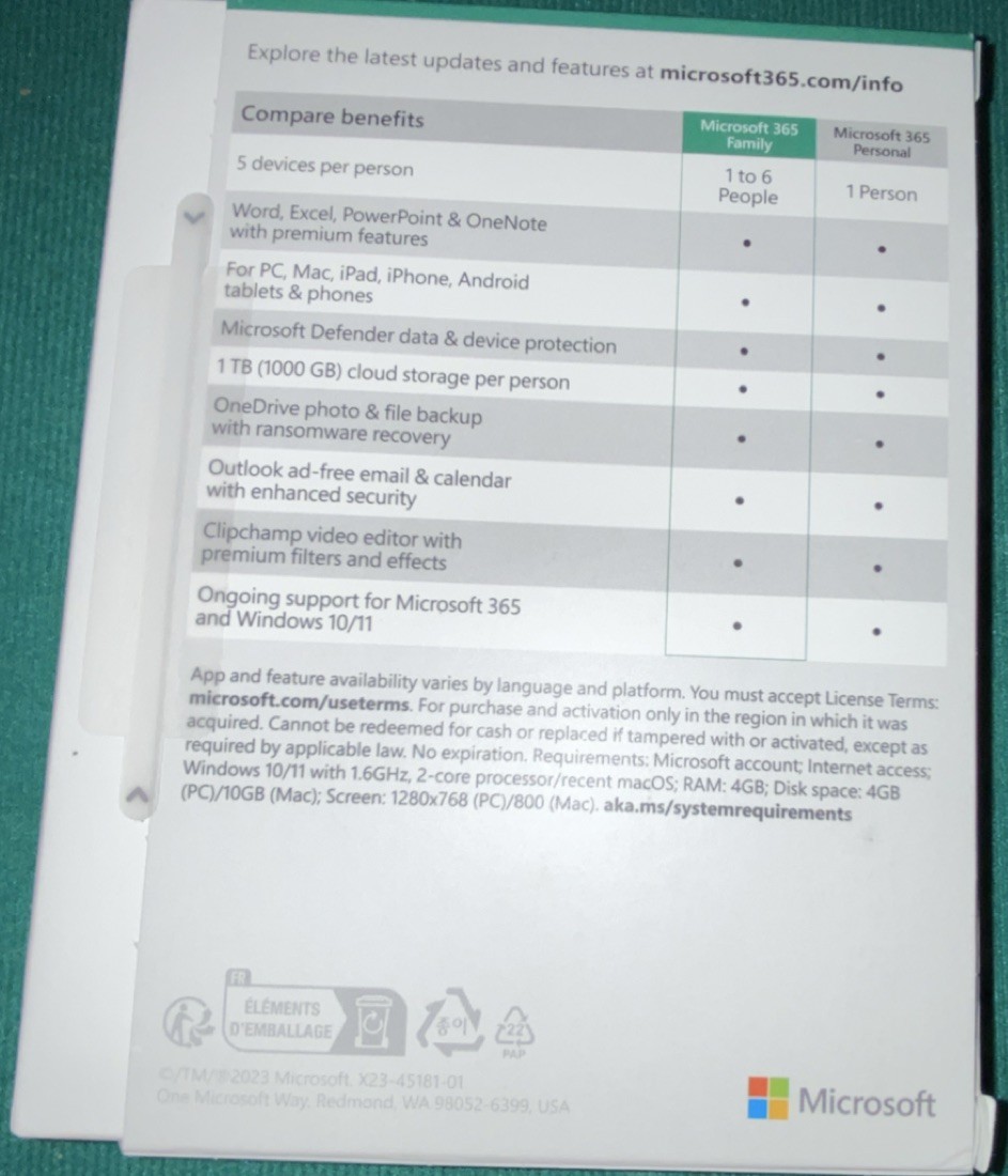 Microsoft 365 Family 12-Month Subscription Key Card, 6 Devices