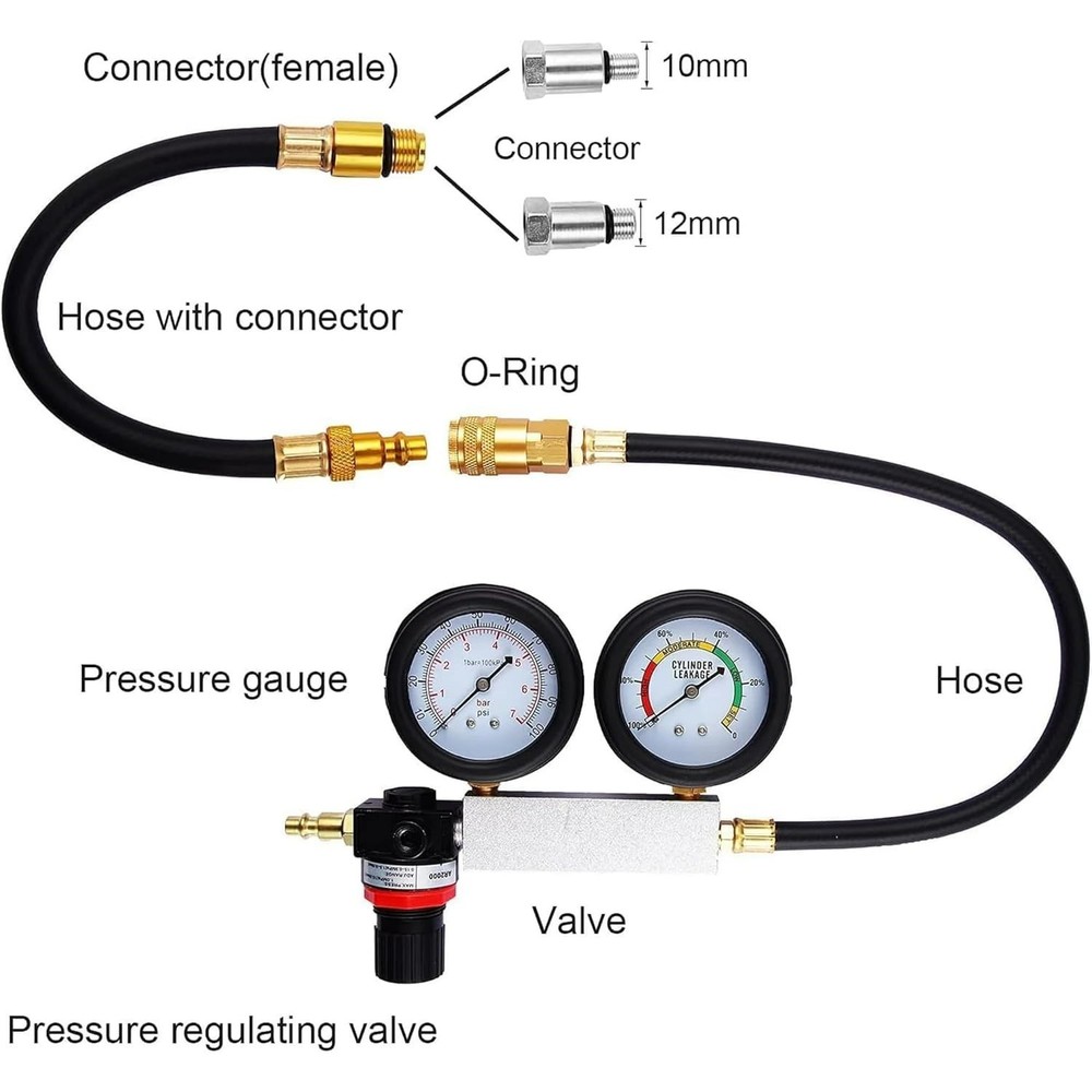 Cylinder Leak Down Tester Tool Kit, Gasoline Engine Compression Leak Down Tester