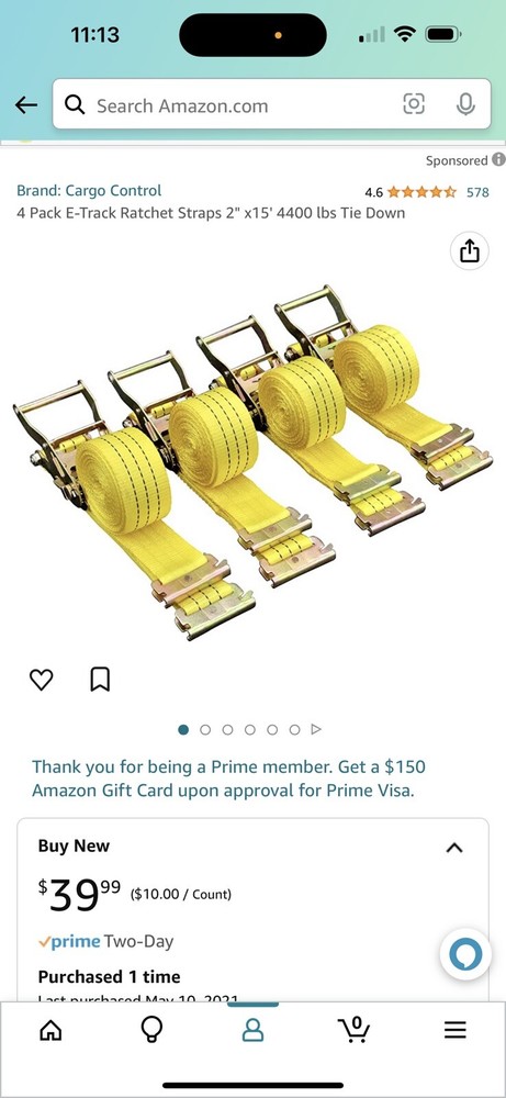 Cargo control E-Rack Ratchet straps (4) and 10 pack O-ring E-Track anchors