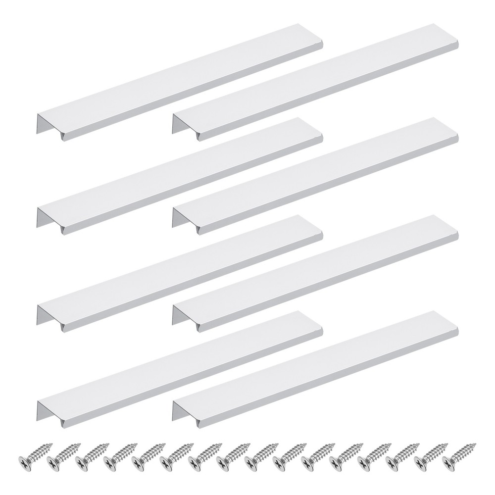 Cabinet Edge Finger Pull, 8pcs 250mm / 9.84" Hidden Cabinet Pulls, Silver
